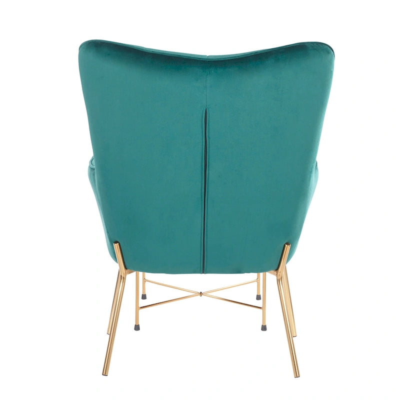 Fauteuil de salon en velours/similicuir avec ottoman, plusieurs coloris, 1 place