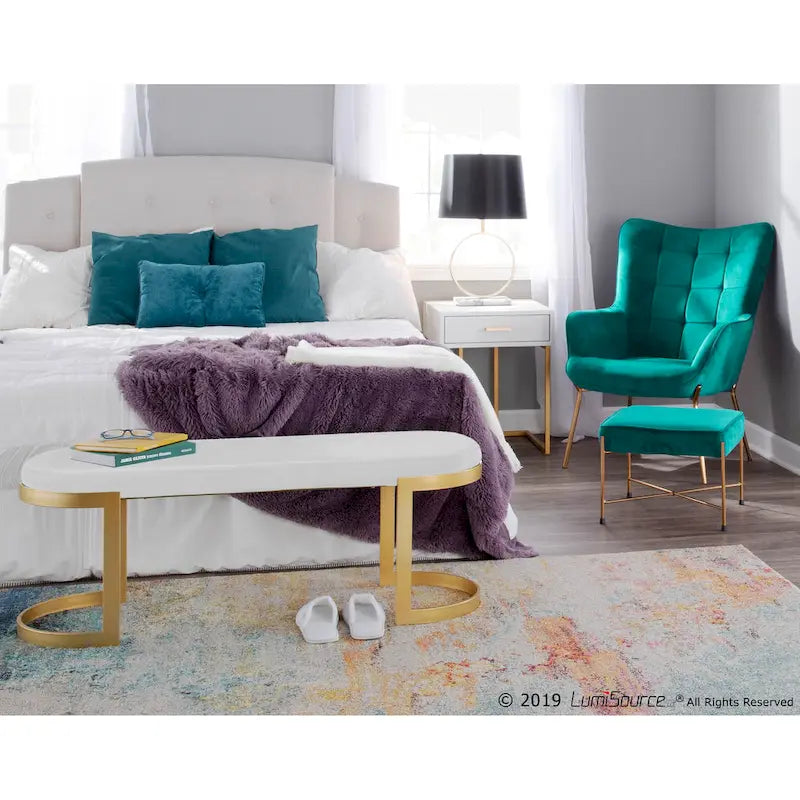 Fauteuil de salon en velours/similicuir avec ottoman, plusieurs coloris, 1 place