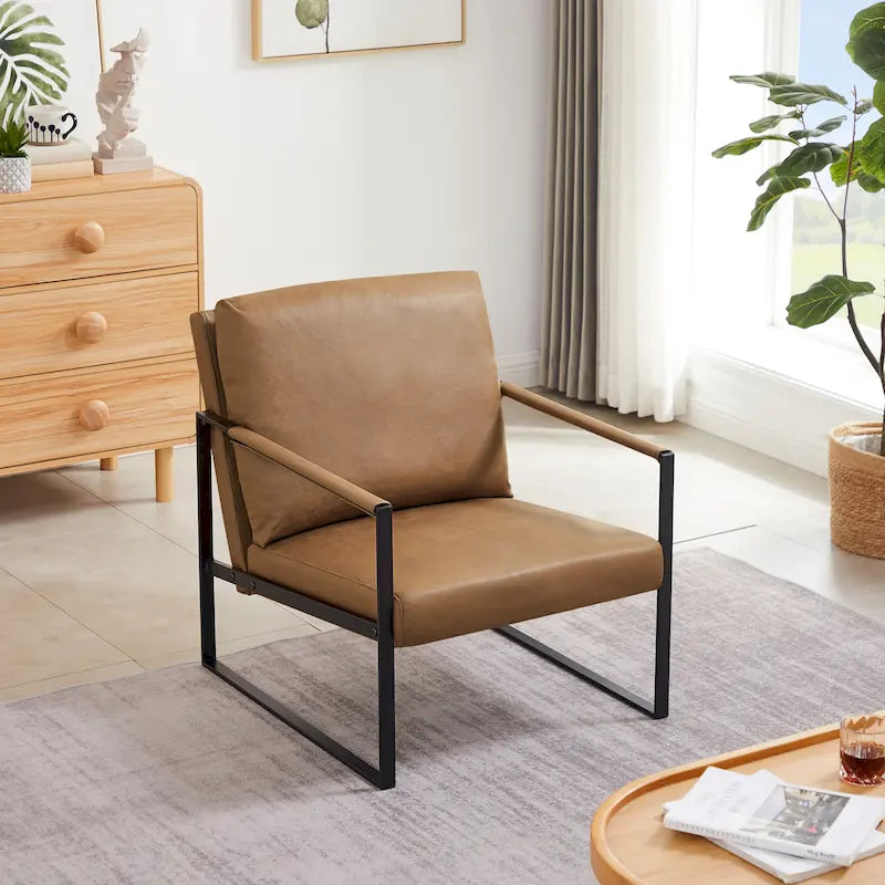 Fauteuil d'appoint en similicuir gris / orange / noir / camel / chocolat – 1 personne