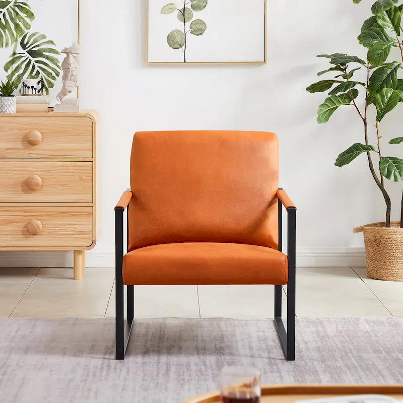 Fauteuil d'appoint en similicuir gris / orange / noir / camel / chocolat – 1 personne