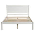 Cadre de lit plateforme blanc complet avec tête de lit attachée, pin et MDF, pour 2 personnes