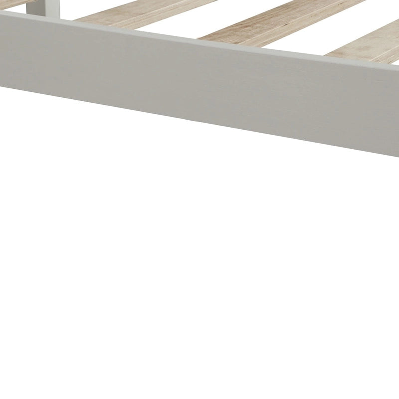 Cadre de lit plateforme blanc complet avec tête de lit attachée, pin et MDF, pour 2 personnes