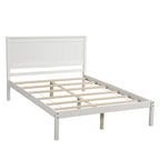 Cadre de lit plateforme blanc complet avec tête de lit attachée, pin et MDF, pour 2 personnes