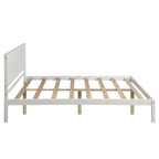 Cadre de lit plateforme blanc complet avec tête de lit attachée, pin et MDF, pour 2 personnes
