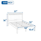 Cadre de lit plateforme blanc complet avec tête de lit attachée, pin et MDF, pour 2 personnes