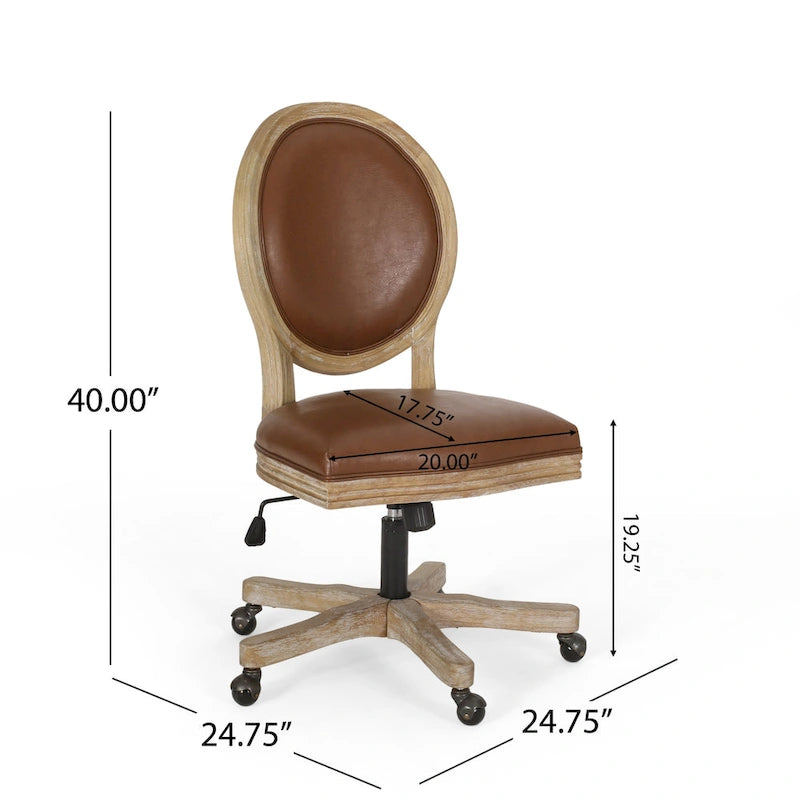 Fauteuil de bureau pivotant rembourré – Beige/Cognac/Brun foncé/Anthracite, Tissu et similicuir, 1 personne