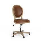 Fauteuil de bureau pivotant rembourré – Beige/Cognac/Brun foncé/Anthracite, Tissu et similicuir, 1 personne