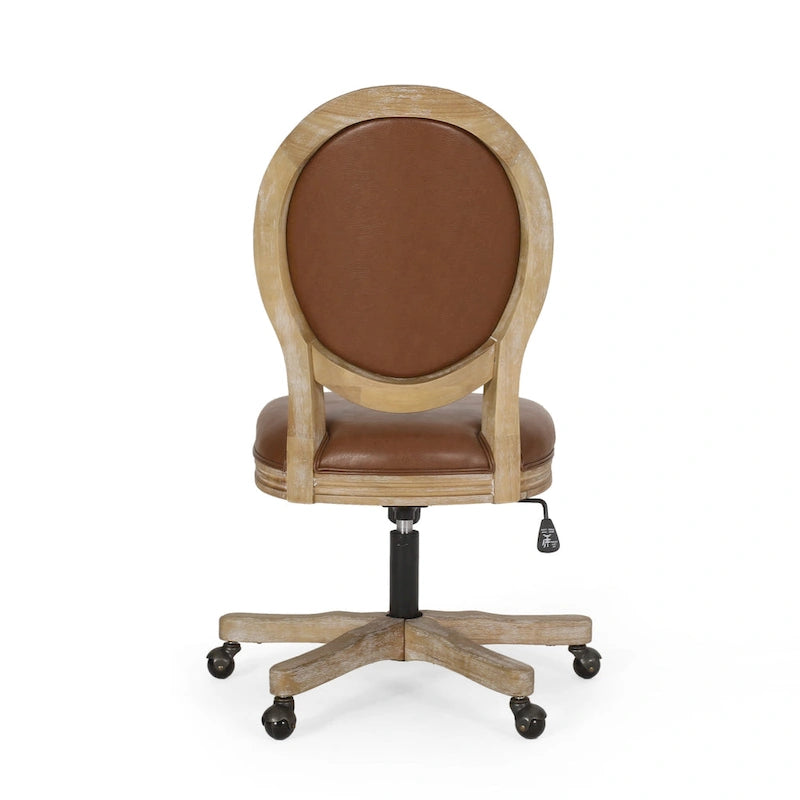Fauteuil de bureau pivotant rembourré – Beige/Cognac/Brun foncé/Anthracite, Tissu et similicuir, 1 personne