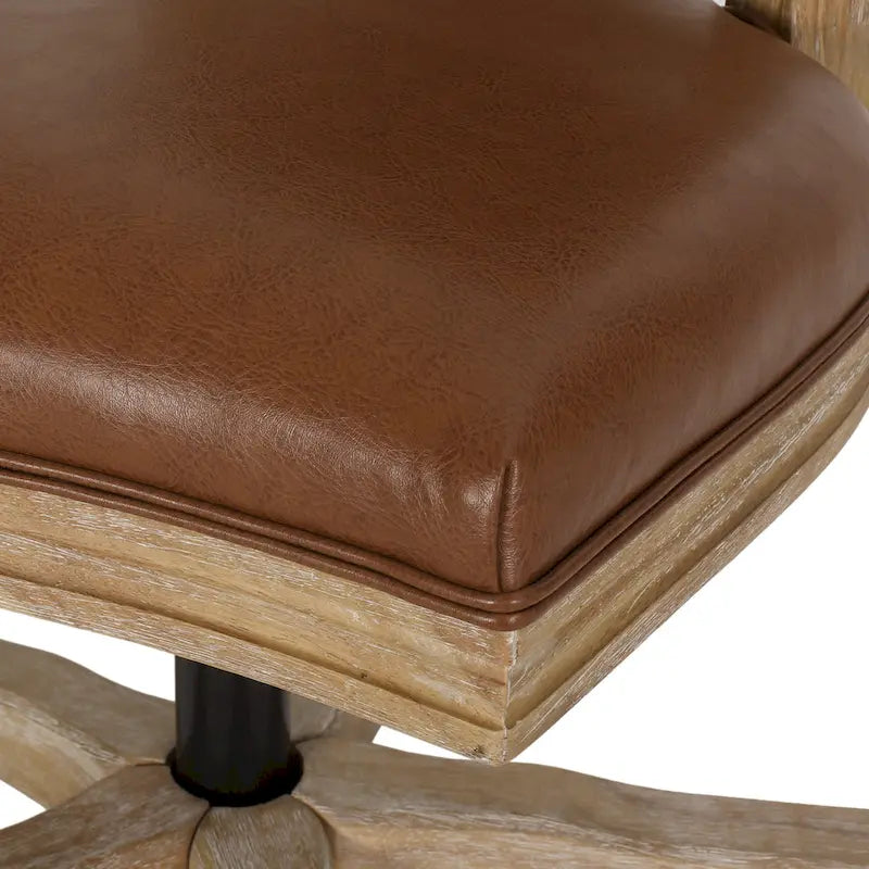 Fauteuil de bureau pivotant rembourré – Beige/Cognac/Brun foncé/Anthracite, Tissu et similicuir, 1 personne