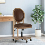 Fauteuil de bureau pivotant rembourré – Beige/Cognac/Brun foncé/Anthracite, Tissu et similicuir, 1 personne