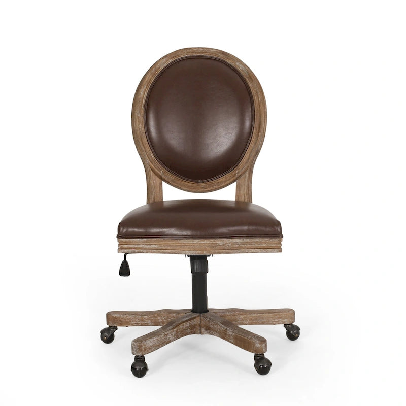 Fauteuil de bureau pivotant rembourré – Beige/Cognac/Brun foncé/Anthracite, Tissu et similicuir, 1 personne