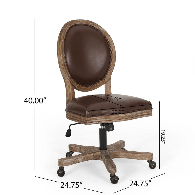 Fauteuil de bureau pivotant rembourré – Beige/Cognac/Brun foncé/Anthracite, Tissu et similicuir, 1 personne