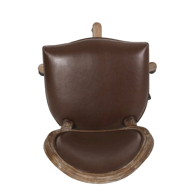 Fauteuil de bureau pivotant rembourré – Beige/Cognac/Brun foncé/Anthracite, Tissu et similicuir, 1 personne
