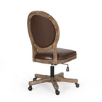 Fauteuil de bureau pivotant rembourré – Beige/Cognac/Brun foncé/Anthracite, Tissu et similicuir, 1 personne