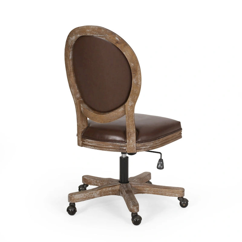 Fauteuil de bureau pivotant rembourré – Beige/Cognac/Brun foncé/Anthracite, Tissu et similicuir, 1 personne