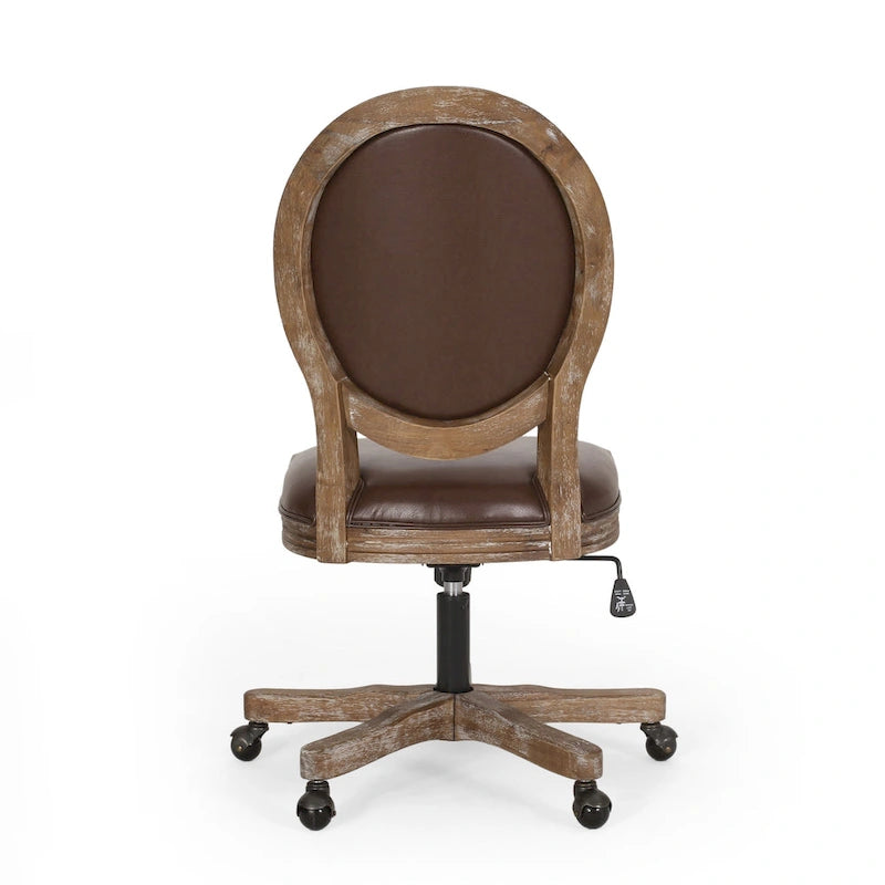Fauteuil de bureau pivotant rembourré – Beige/Cognac/Brun foncé/Anthracite, Tissu et similicuir, 1 personne
