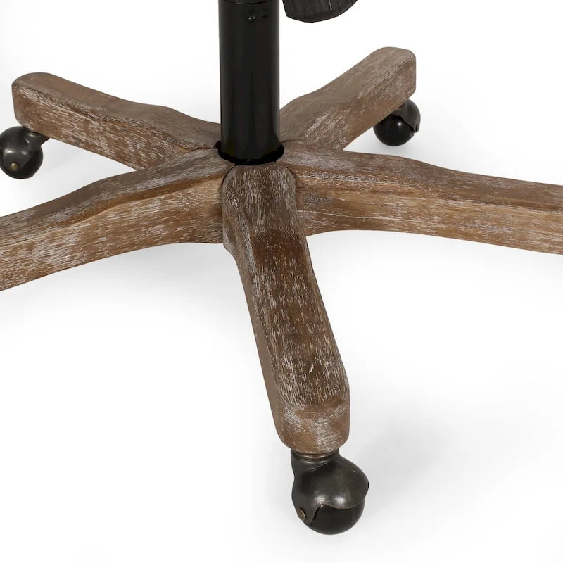 Fauteuil de bureau pivotant rembourré – Beige/Cognac/Brun foncé/Anthracite, Tissu et similicuir, 1 personne