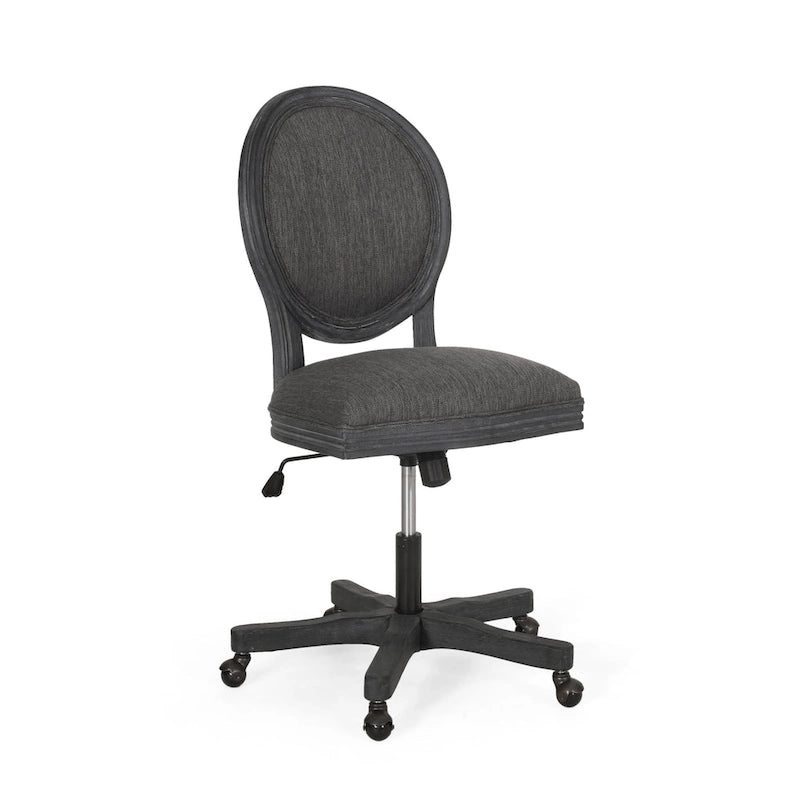 Fauteuil de bureau pivotant rembourré – Beige/Cognac/Brun foncé/Anthracite, Tissu et similicuir, 1 personne