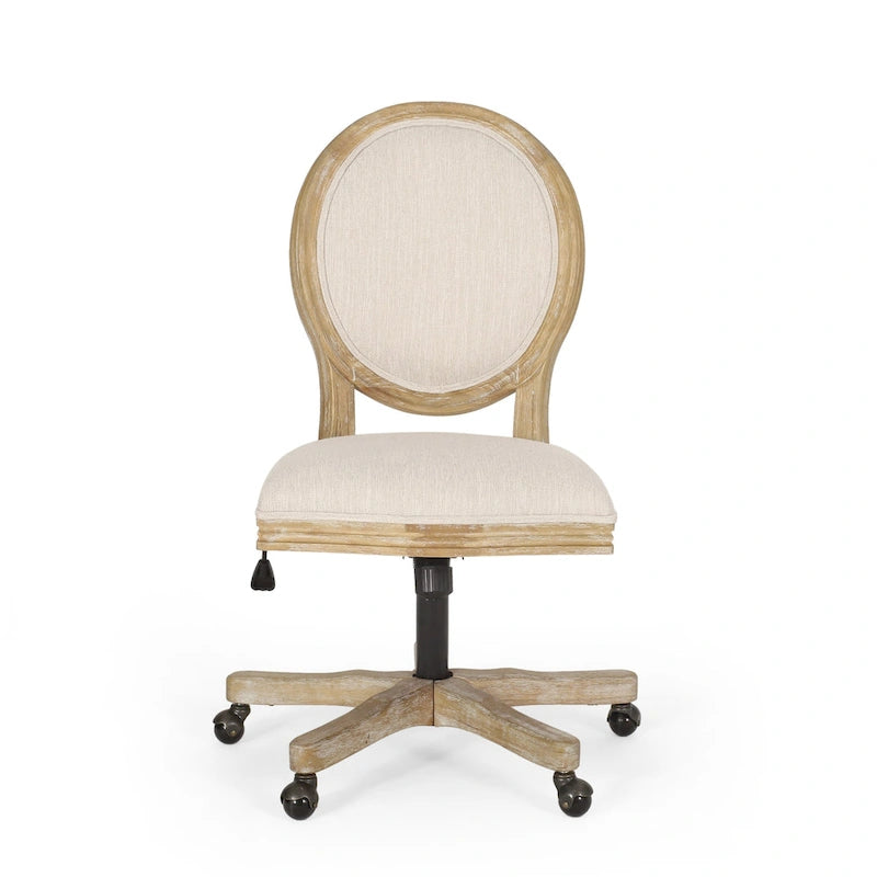 Fauteuil de bureau pivotant rembourré – Beige/Cognac/Brun foncé/Anthracite, Tissu et similicuir, 1 personne