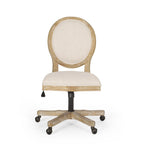 Fauteuil de bureau pivotant rembourré – Beige/Cognac/Brun foncé/Anthracite, Tissu et similicuir, 1 personne