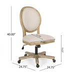 Fauteuil de bureau pivotant rembourré – Beige/Cognac/Brun foncé/Anthracite, Tissu et similicuir, 1 personne