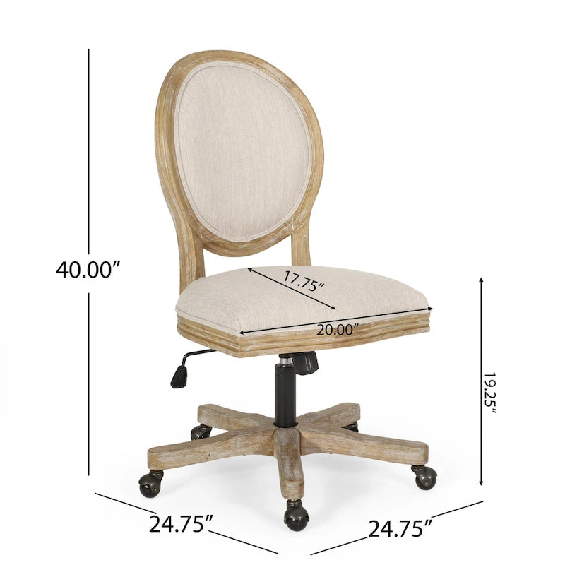 Fauteuil de bureau pivotant rembourré – Beige/Cognac/Brun foncé/Anthracite, Tissu et similicuir, 1 personne