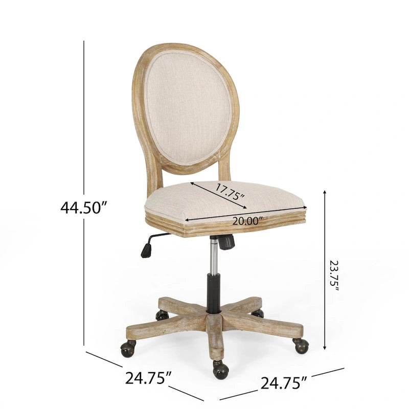 Fauteuil de bureau pivotant rembourré – Beige/Cognac/Brun foncé/Anthracite, Tissu et similicuir, 1 personne