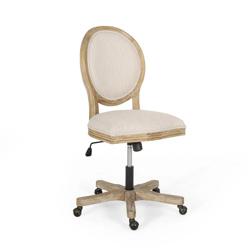 Fauteuil de bureau pivotant rembourré – Beige/Cognac/Brun foncé/Anthracite, Tissu et similicuir, 1 personne