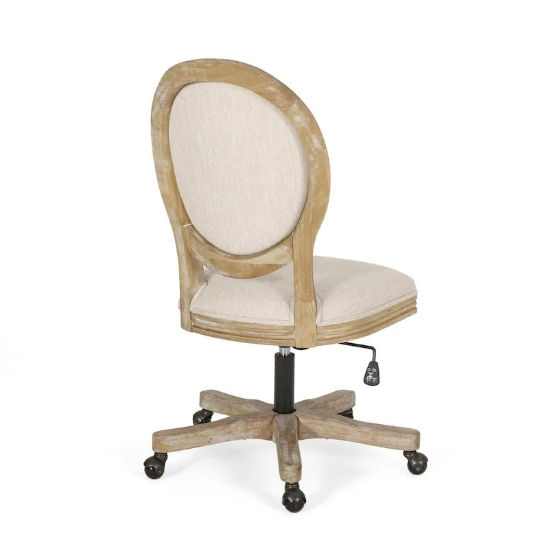 Fauteuil de bureau pivotant rembourré – Beige/Cognac/Brun foncé/Anthracite, Tissu et similicuir, 1 personne