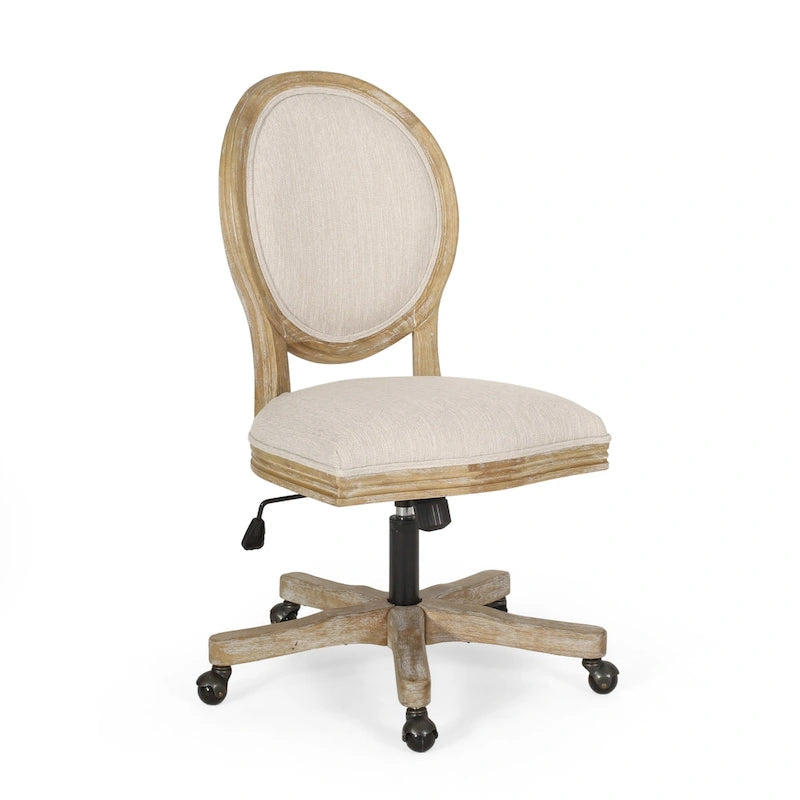 Fauteuil de bureau pivotant rembourré – Beige/Cognac/Brun foncé/Anthracite, Tissu et similicuir, 1 personne