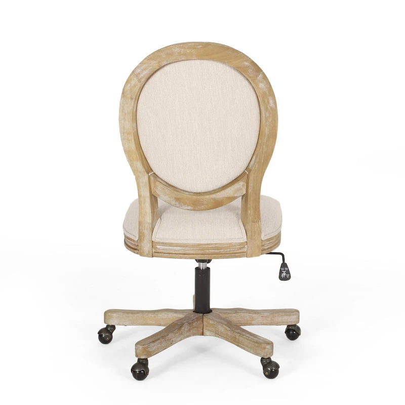 Fauteuil de bureau pivotant rembourré – Beige/Cognac/Brun foncé/Anthracite, Tissu et similicuir, 1 personne