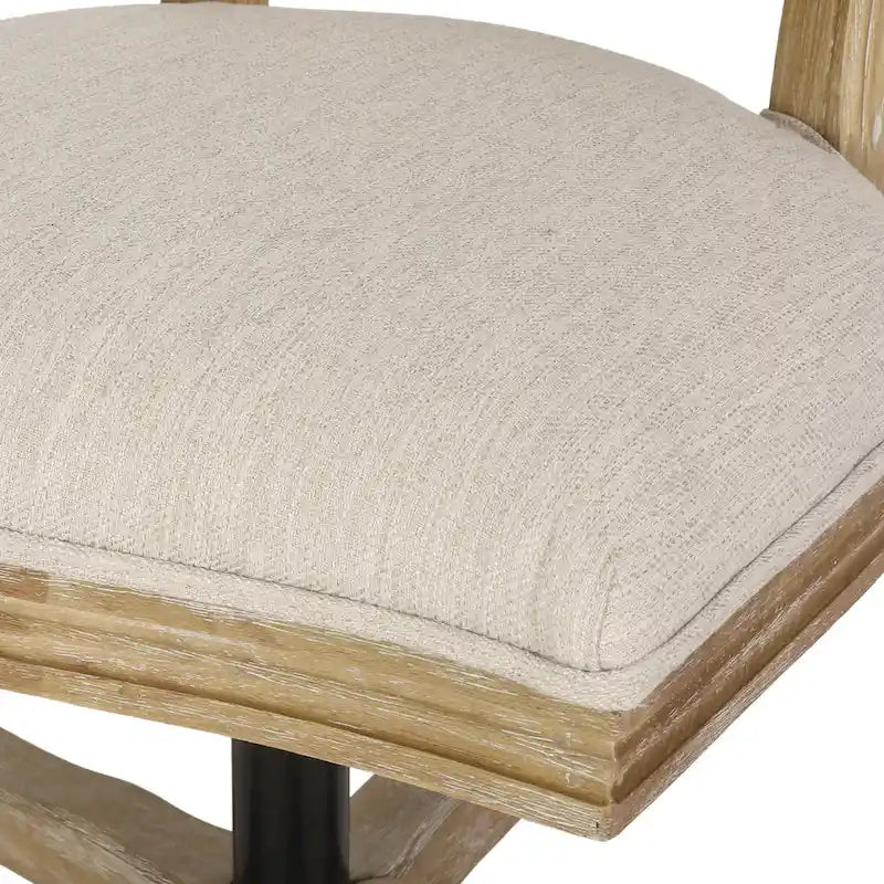 Fauteuil de bureau pivotant rembourré – Beige/Cognac/Brun foncé/Anthracite, Tissu et similicuir, 1 personne