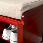 Banc de rangement pour chaussures en bois massif acajou rouge – 2 places