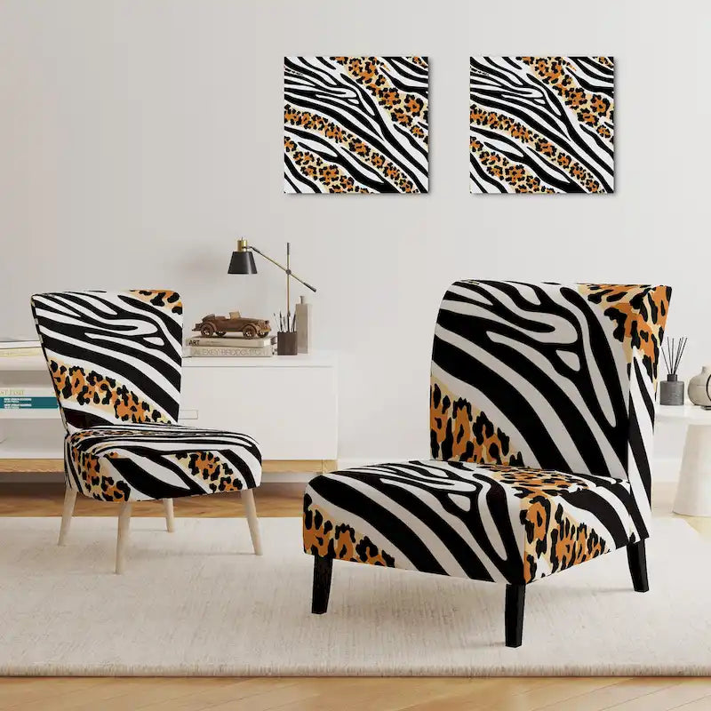 Fauteuil d'appoint imprimé animal noir et blanc – Sans accoudoirs / D'appoint / Avec accoudoirs, 1 place