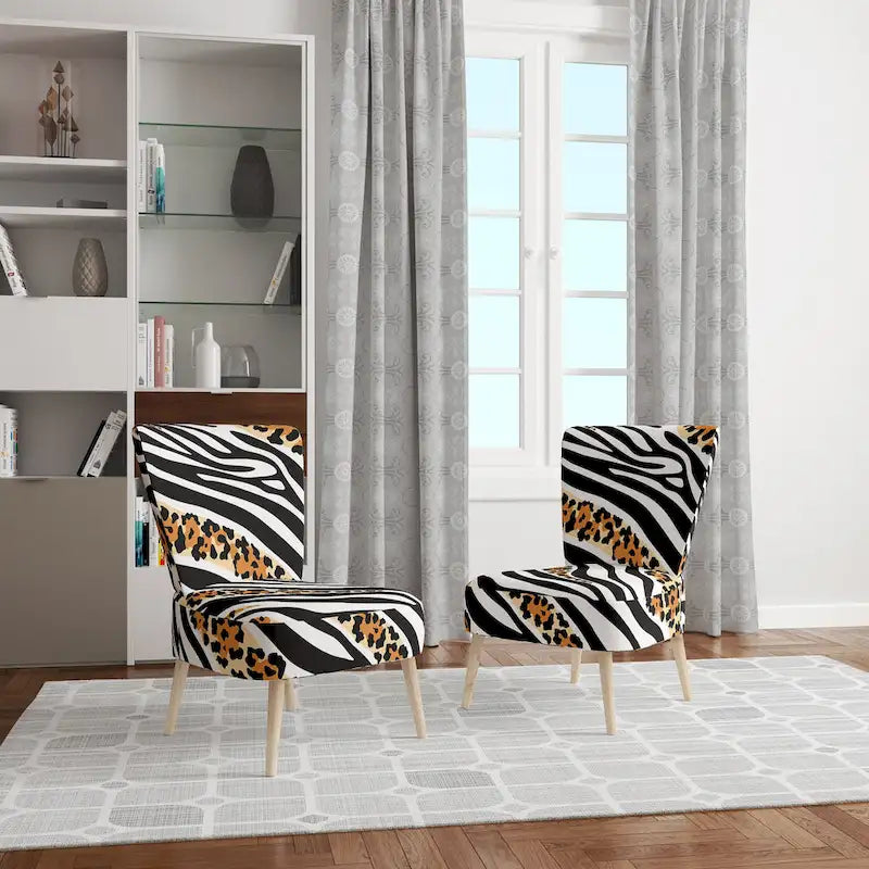 Fauteuil d'appoint imprimé animal noir et blanc – Sans accoudoirs / D'appoint / Avec accoudoirs, 1 place