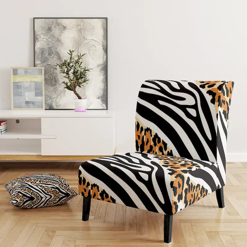 Fauteuil d'appoint imprimé animal noir et blanc – Sans accoudoirs / D'appoint / Avec accoudoirs, 1 place