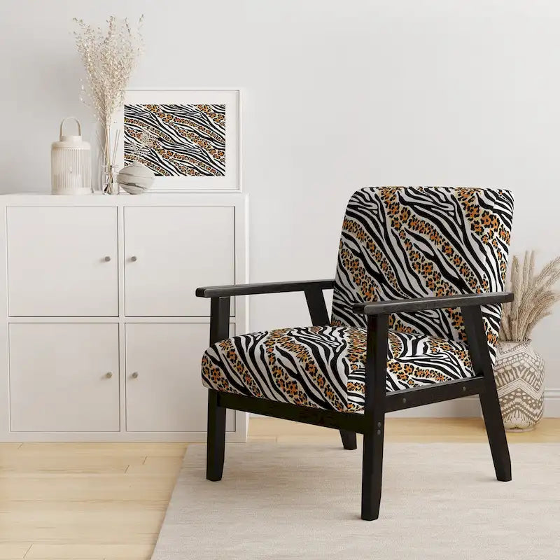 Fauteuil d'appoint imprimé animal noir et blanc – Sans accoudoirs / D'appoint / Avec accoudoirs, 1 place