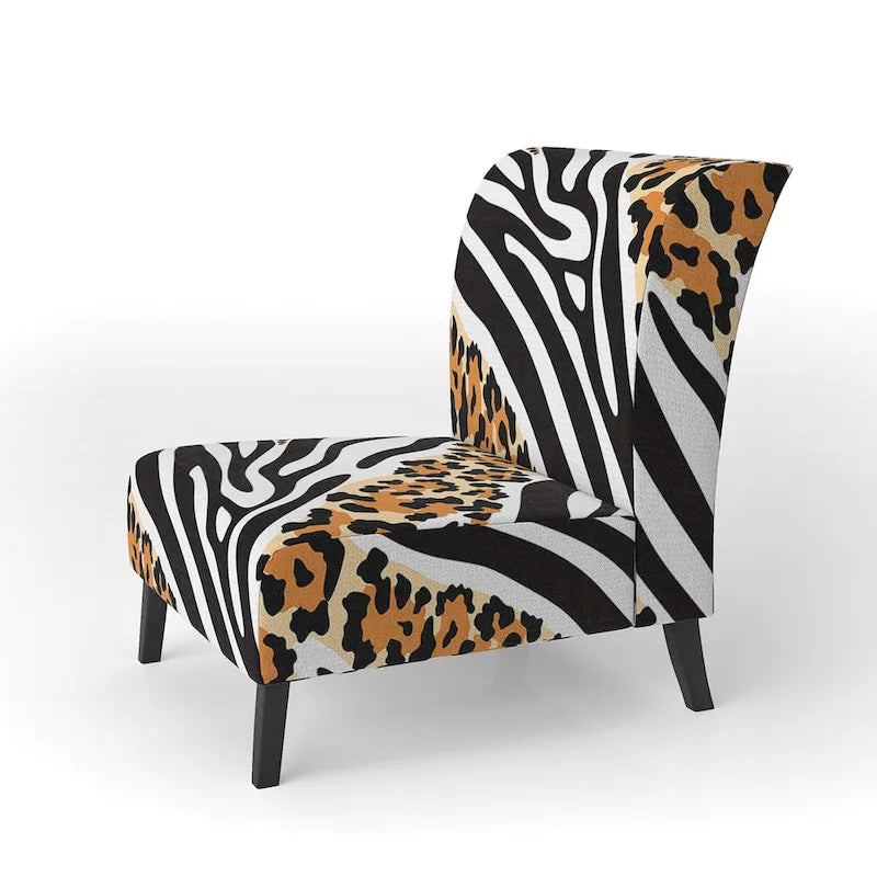 Fauteuil d'appoint imprimé animal noir et blanc – Sans accoudoirs / D'appoint / Avec accoudoirs, 1 place