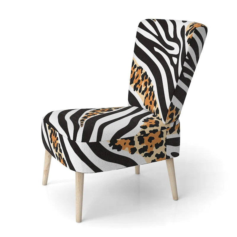 Fauteuil d'appoint imprimé animal noir et blanc – Sans accoudoirs / D'appoint / Avec accoudoirs, 1 place