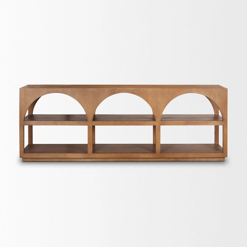 Console arquée en bois de manguier marron moyen – 54" ou 80"