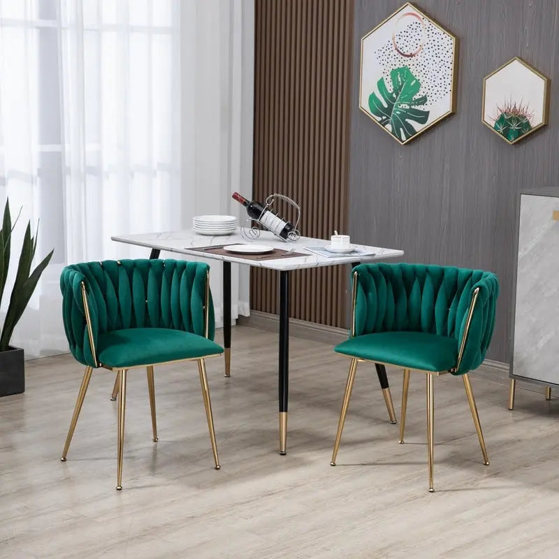 Chaise de salle à manger en velours avec accoudoirs, lot de 2, couleurs marine / émeraude / noir / moutarde / rouge rosé / rose / gris / ivoire, piétement en métal doré
