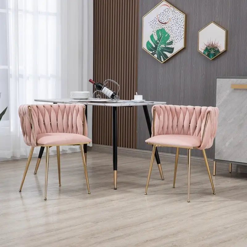Chaise de salle à manger en velours avec accoudoirs, lot de 2, couleurs marine / émeraude / noir / moutarde / rouge rosé / rose / gris / ivoire, piétement en métal doré
