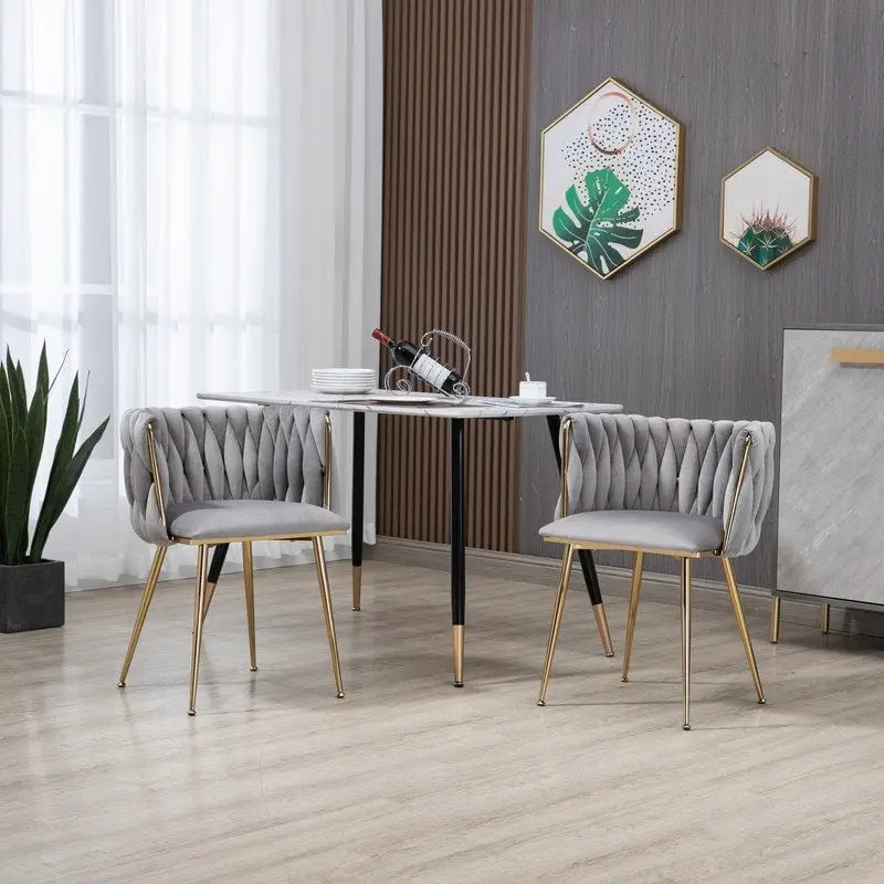 Chaise de salle à manger en velours avec accoudoirs, lot de 2, couleurs marine / émeraude / noir / moutarde / rouge rosé / rose / gris / ivoire, piétement en métal doré
