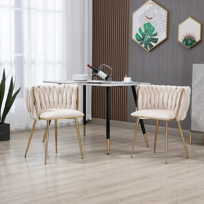 Chaise de salle à manger en velours avec accoudoirs, lot de 2, couleurs marine / émeraude / noir / moutarde / rouge rosé / rose / gris / ivoire, piétement en métal doré