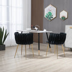 Chaise de salle à manger en velours avec accoudoirs, lot de 2, couleurs marine / émeraude / noir / moutarde / rouge rosé / rose / gris / ivoire, piétement en métal doré