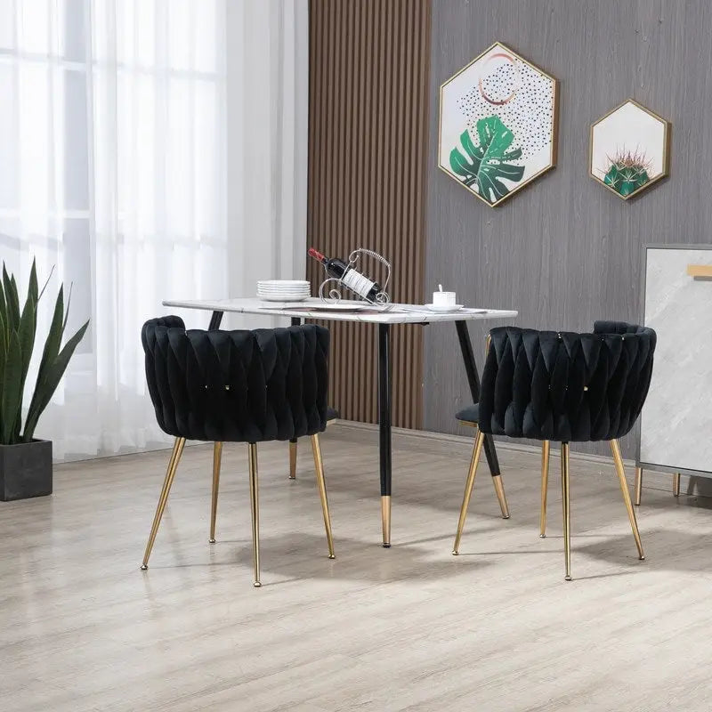 Chaise de salle à manger en velours avec accoudoirs, lot de 2, couleurs marine / émeraude / noir / moutarde / rouge rosé / rose / gris / ivoire, piétement en métal doré
