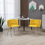 Chaise de salle à manger en velours avec accoudoirs, lot de 2, couleurs marine / émeraude / noir / moutarde / rouge rosé / rose / gris / ivoire, piétement en métal doré