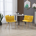 Chaise de salle à manger en velours avec accoudoirs, lot de 2, couleurs marine / émeraude / noir / moutarde / rouge rosé / rose / gris / ivoire, piétement en métal doré