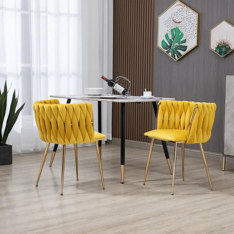 Chaise de salle à manger en velours avec accoudoirs, lot de 2, couleurs marine / émeraude / noir / moutarde / rouge rosé / rose / gris / ivoire, piétement en métal doré