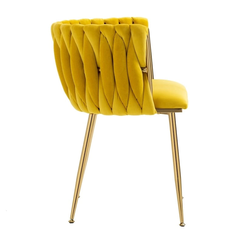 Chaise de salle à manger en velours avec accoudoirs, lot de 2, couleurs marine / émeraude / noir / moutarde / rouge rosé / rose / gris / ivoire, piétement en métal doré